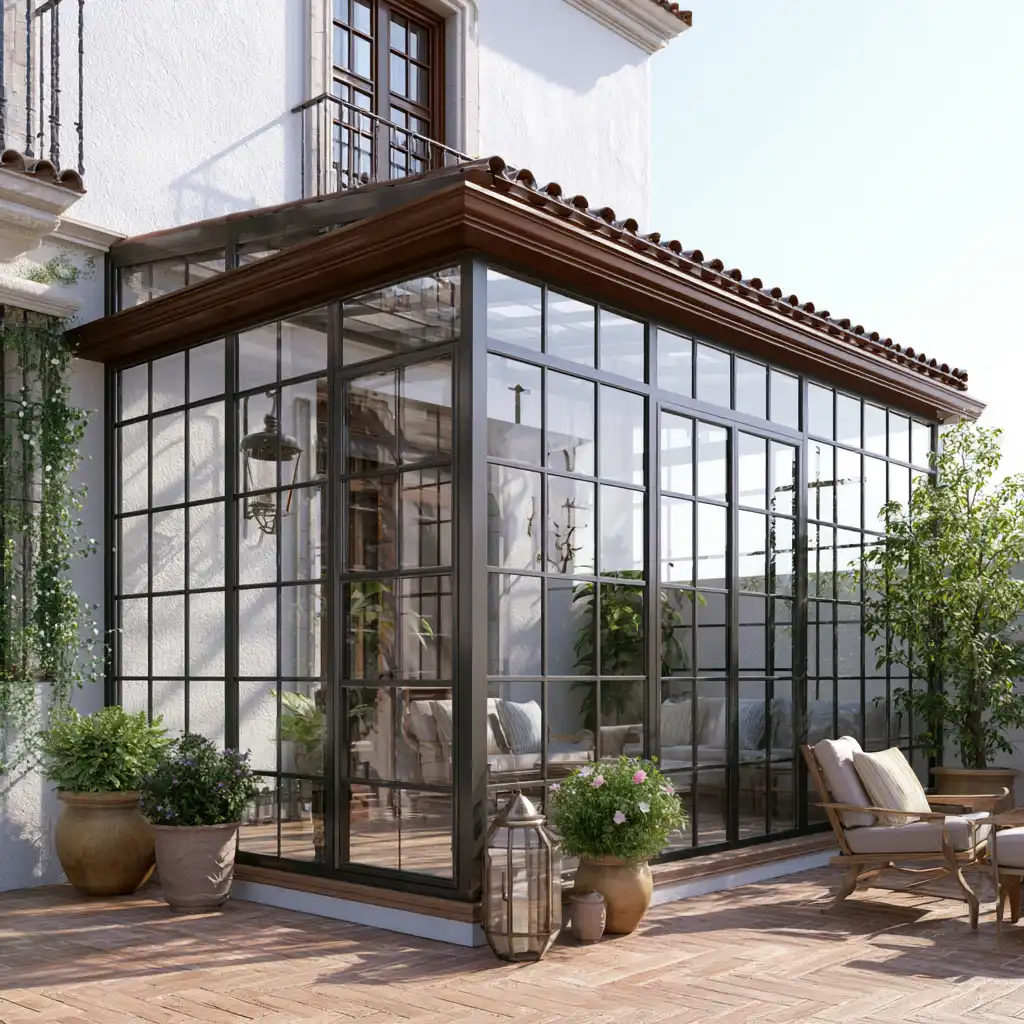 Cerramiento acristalado de patio en una vivienda toledana