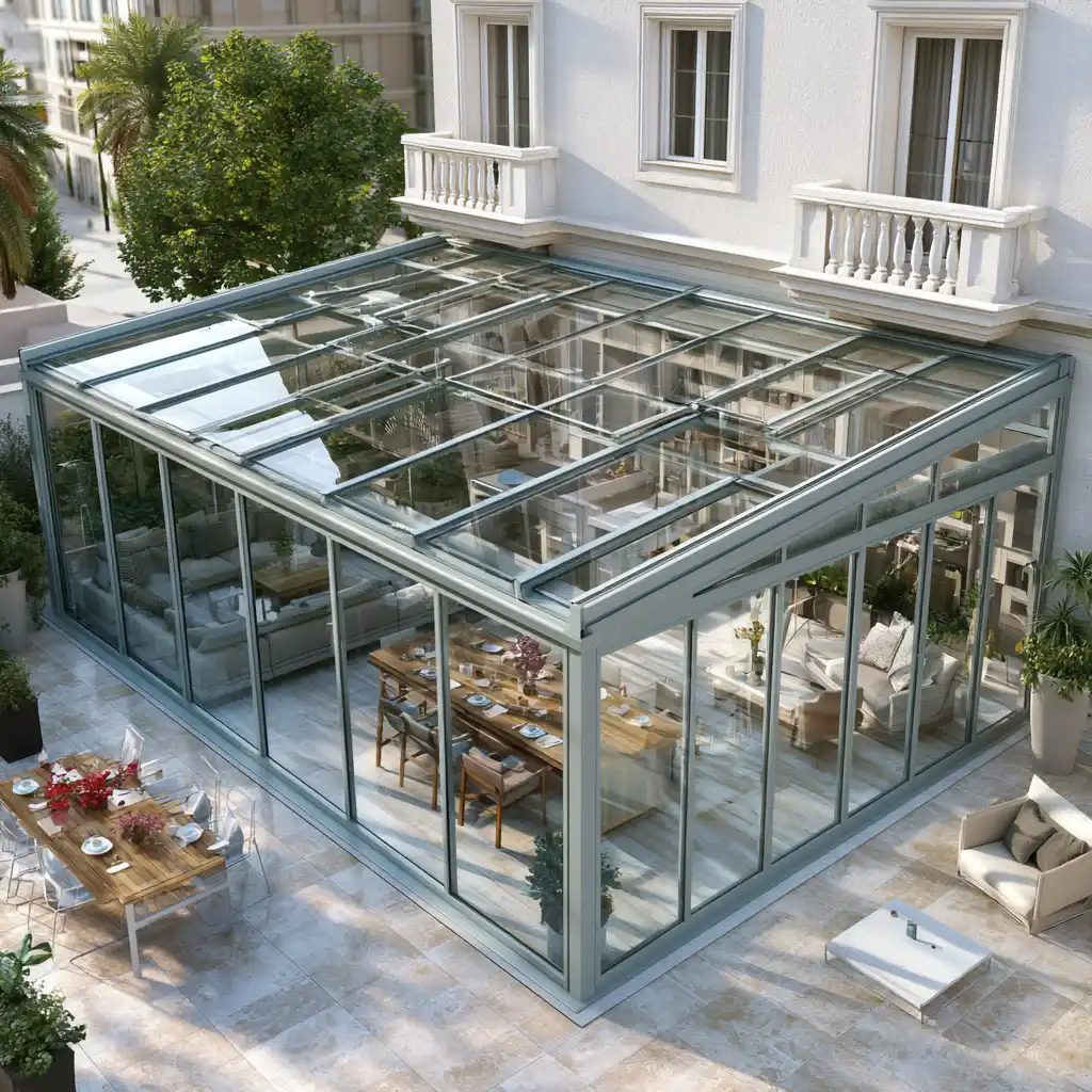 Cerramiento de terraza con techo de cristal en Toledo